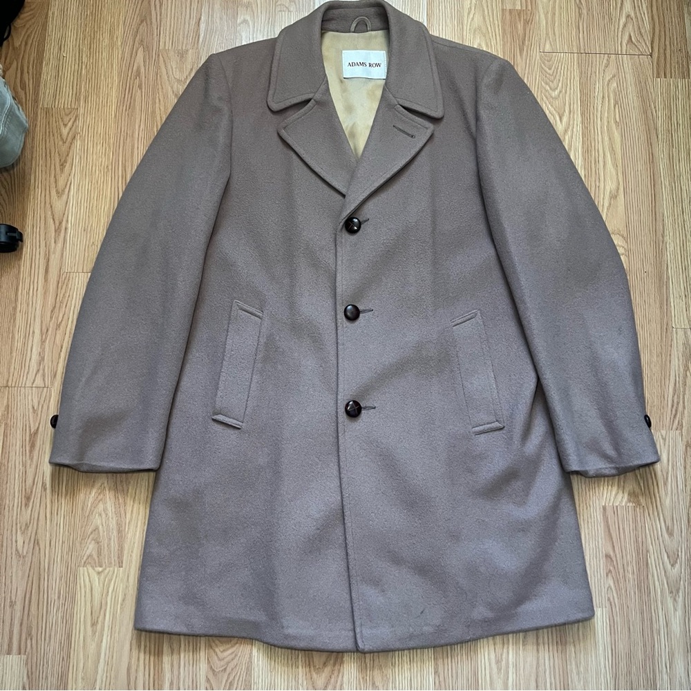 Vintage Adams Row‎ Mens Wool Blend Trench Coat Overcoat Size 42L Single Breasted